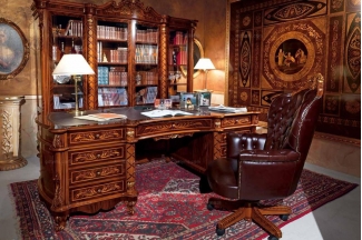 Minotti Luigi&Benigno欧式实木雕花樱桃色书房系列