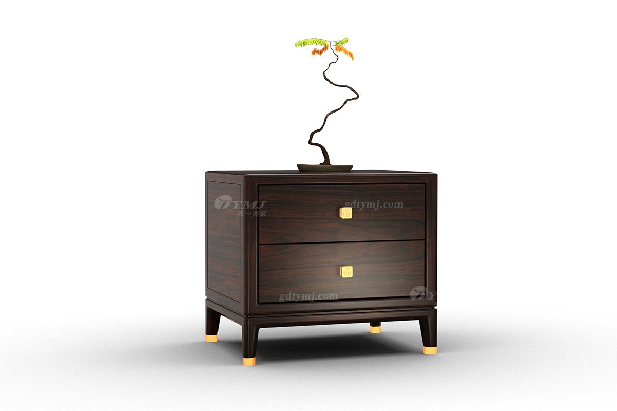 茄子视频IOS在线看别墅家具时尚新茄子视频轻奢全红木黑酸枝实木配黄铜金属床头柜